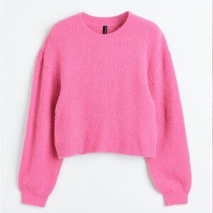 H&M Fuzzy Cropped Sweater - Hot Pink - Barbiecore - Size L